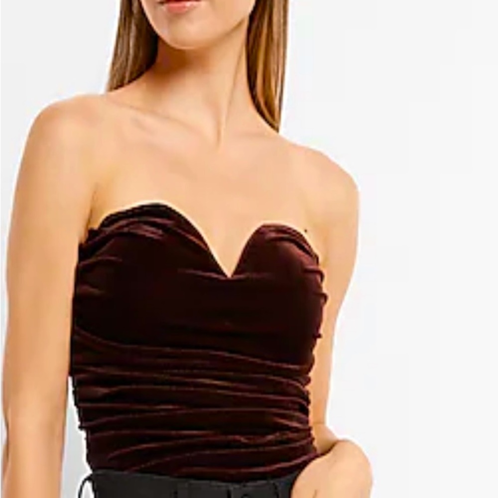 Express; Body Contour Cowel Neck Velvet Bustier